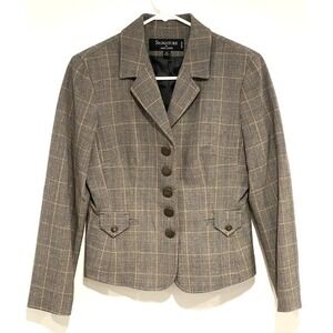 Signature by Larry Levine Suit Plaid 2 Piece Skirt Blazer Women's Size 4P